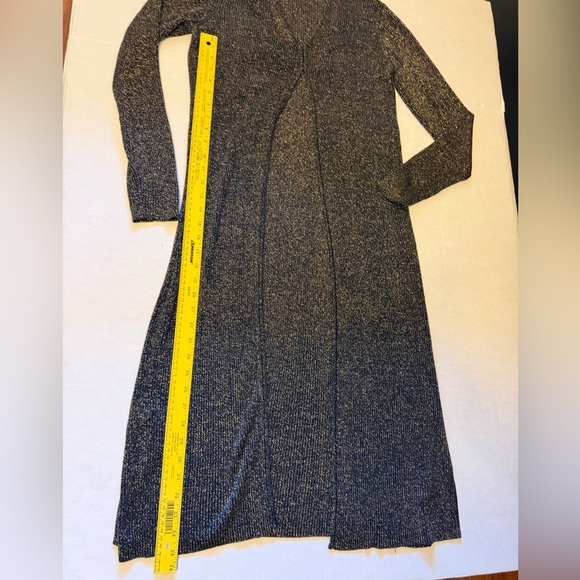 Rafaella Longline Women's Black & Gold Metallic Silk blend Cardigan Sz-L. DD12 - Picture 12 of 12